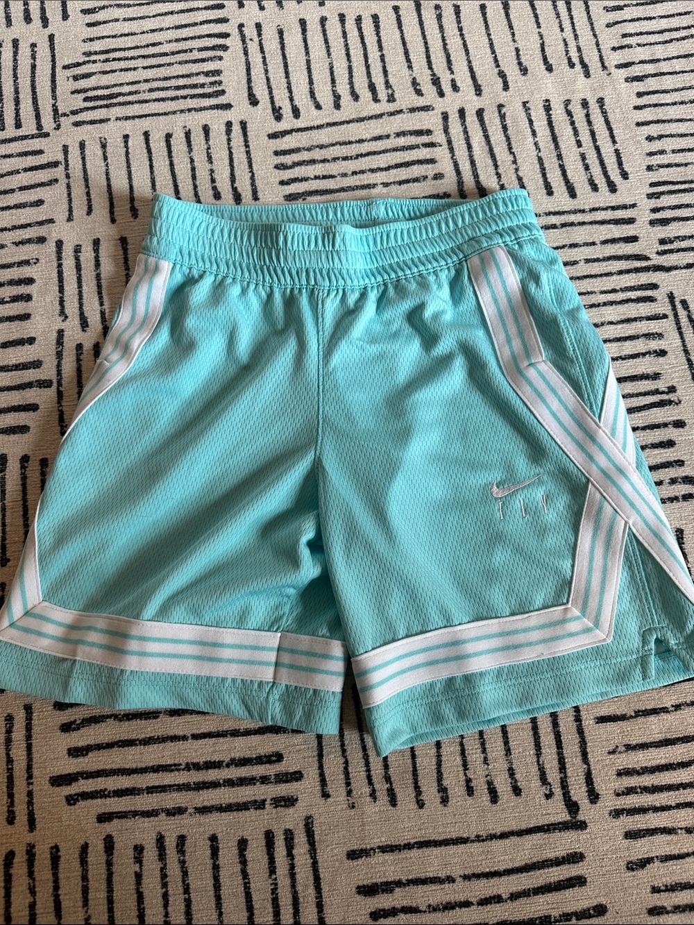 Nike Aqua Teal Dry Fit Fly Athletic basketball shorts with White Trim